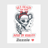 Funny alien hypodermic needle dose of reality aufkleber (Blatt)