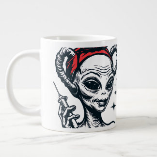 Funny alien hypodermic needle dose of reality Jumbo-Tasse