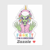 Funny Alien in Einhorn Kostüm Roter Spaß Tasche Aufkleber (Blatt)