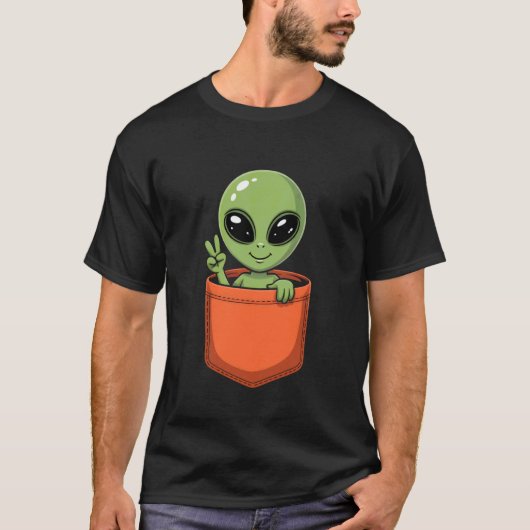 Funny Alien in Pocket Sighting Research Paranormal T-Shirt (Vorderseite)