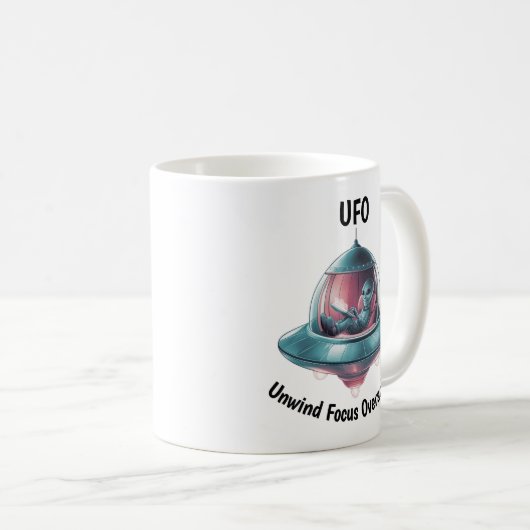 Funny Alien in UFO Kaffeetasse (VorderseiteRechts)