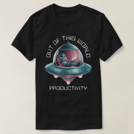 Funny Alien in UFO T-Shirt
