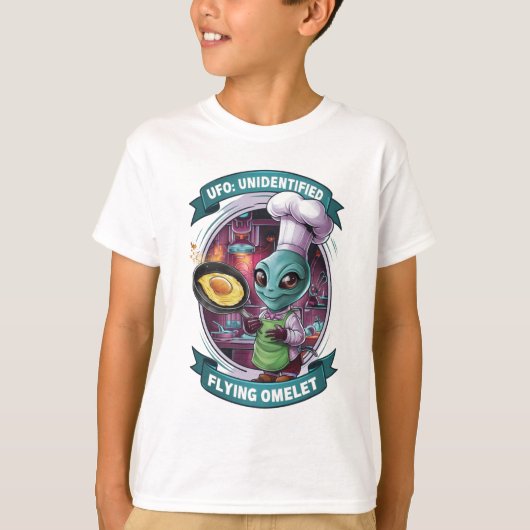 Funny Alien Koch UFO T-Shirt (Vorderseite)