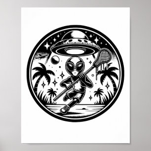 Funny Alien Lax Lacrosse Men Boys Girls Jugend Tee Poster