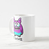 Funny Alien Lila Green Monster Cartoon Kaffeetasse (Vorderseite Links)