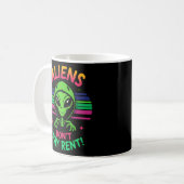 Funny Alien Meme "Außerirdischen Don't Pay Rent" Kaffeetasse (Vorderseite Links)