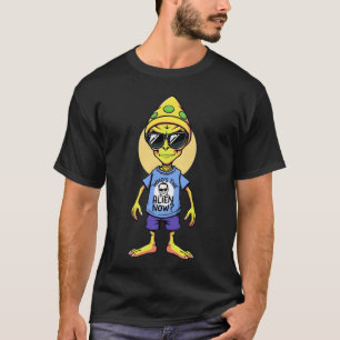 Funny Alien Meme "Wer ist jetzt die Alien?" Weiß T-Shirt