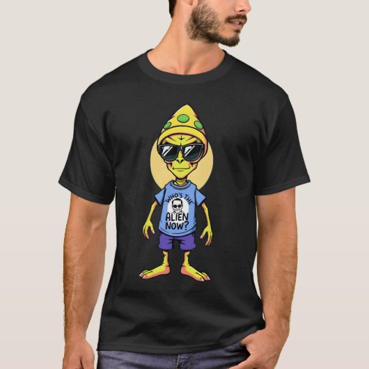 Funny Alien Meme "Wer ist jetzt die Alien?" Weiß T-Shirt (Vorderseite)