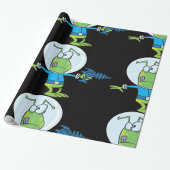 Funny Alien mit Ray Gun Sci-Fi Space Invader Geschenkpapier