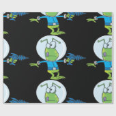 Funny Alien mit Ray Gun Sci-Fi Space Invader Geschenkpapier (Flach)