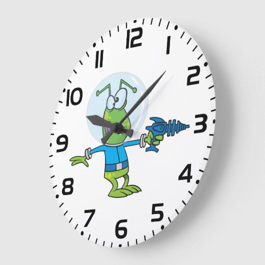 Funny Alien mit Ray Gun Sci-Fi Space Invader Große Wanduhr (Winkel)