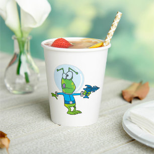 Funny Alien mit Ray Gun Sci-Fi Space Invader Pappbecher