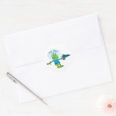 Funny Alien mit Ray Gun Sci-Fi Space Invader Runder Aufkleber