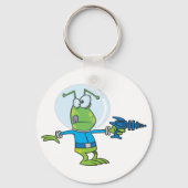 Funny Alien mit Ray Gun Sci-Fi Space Invader Schlüsselanhänger (Vorderseite)