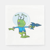 Funny Alien mit Ray Gun Sci-Fi Space Invader Serviette (Vorderseite)