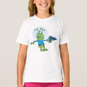 Funny Alien mit Ray Gun Sci-Fi Space Invader T-Shirt (Vorderseite)