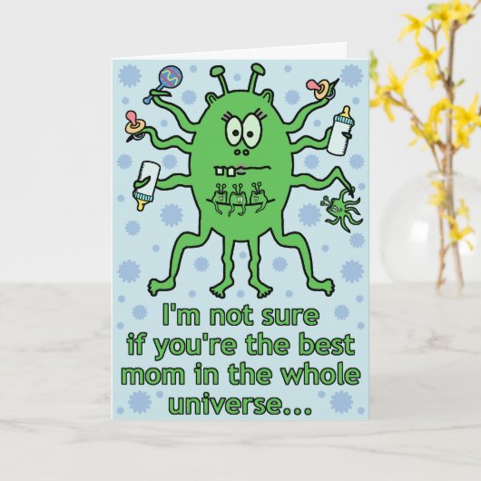 Funny Alien Muttertag Karte (Gelbe Blume)