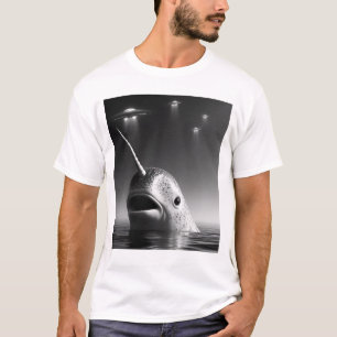 Funny Alien Narwhal UFO Selfie mit UFOs T-Shirt