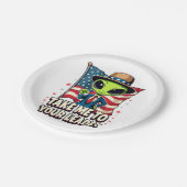Funny Alien Nimm mich zu Ihrem Leader USA Patrioti Pappteller (Schrägansicht)