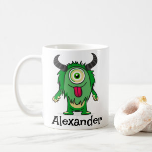 Funny Alien One Eye Green Monster Cartoon Kaffeetasse
