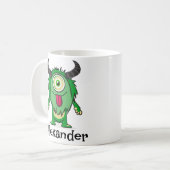 Funny Alien One Eye Green Monster Cartoon Kaffeetasse (Vorderseite Links)