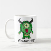Funny Alien One Eye Green Monster Cartoon Kaffeetasse (Links)