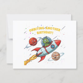 Funny Alien "Orbit Another Birthday" Weltraumkarte Postkarte