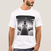 Funny Alien Penguin UFO Pinguin Selfie mit UFOs T-Shirt (Vorderseite)