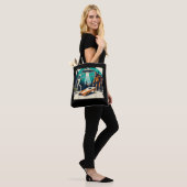 Funny Alien Playing cornhole Bigfoot und UFO Tasche (Am Model)