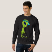 Funny Alien Playing Golf Parody Golfer UFO Golfspi Sweatshirt (Vorne ganz)