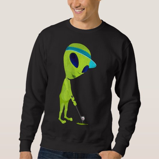 Funny Alien Playing Golf Parody Golfer UFO Golfspi Sweatshirt (Vorderseite)