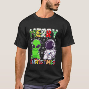 Funny Alien Santa Astronaut Space Frohe Weihnachte T-Shirt