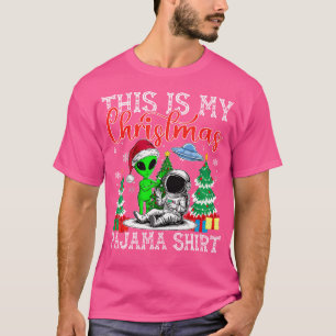 Funny Alien Santa Astronaut Weihnachten Ufo Gesche T-Shirt