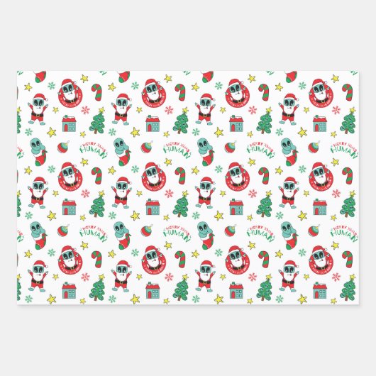 Funny Alien Santa Claus Weihnachts-WeihnachtsWeihn Geschenkpapier Set (Vorderseite 2)