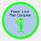 Funny Alien Sci-Fi Cartoon Extraterrestrial Kunst Runder Aufkleber (Vorderseite)