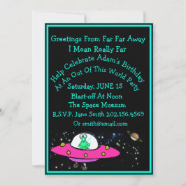 Funny Alien & Space Ship Einladung zum Geburtstag