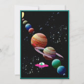 Funny Alien & Space Ship Einladung zum Geburtstag (Rückseite)