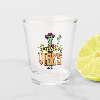 Funny Alien Summer Vibes Tropical Fun Schnapsglas