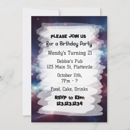 Funny Alien Themed Birthday Party Einladung (Rückseite)