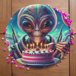 Funny Alien Themed Birthday Party Pappteller