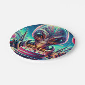 Funny Alien Themed Birthday Party Pappteller (Schrägansicht)
