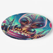 Funny Alien Themed Birthday Party Pappteller (Schrägansicht)