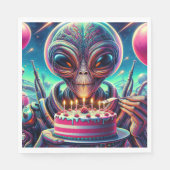 Funny Alien Themed Birthday Party Serviette (Vorderseite)