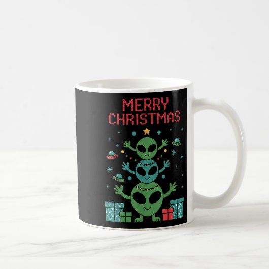 Funny Alien Trio Merry Ugly Christmas Santa Hat Xm Kaffeetasse (Rechts)