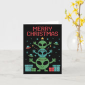 Funny Alien Trio Merry Ugly Christmas Santa Hat Xm Karte (Gelbe Blume)