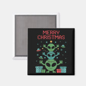 Funny Alien Trio Merry Ugly Christmas Santa Hat Xm Magnet (Vorderseite/Rückseite)
