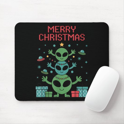 Funny Alien Trio Merry Ugly Christmas Santa Hat Xm Mousepad (Mit Mouse)
