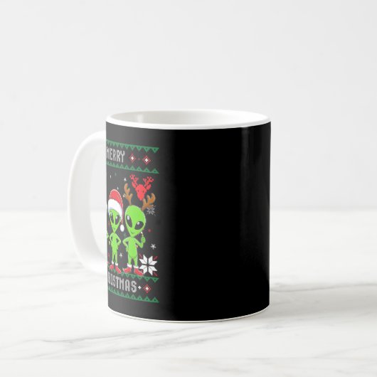 Funny Alien Trio Merry Ugly Weihnachtsmannmütze Gi Kaffeetasse (Vorderseite Links)