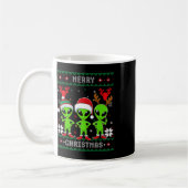 Funny Alien Trio Merry Ugly Weihnachtsmannmütze Gi Kaffeetasse (Links)