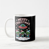Funny Alien Trio Merry Ugly Weihnachtsmannmütze Gi Kaffeetasse (Links)